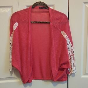 On Twelfth Stylish Coral Cardigan with Lace